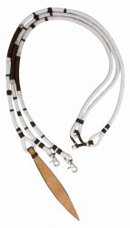 Showman Braided nylon romal reins with large leather popper end