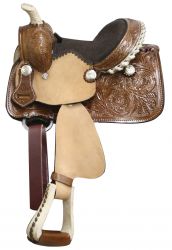 8" Double T Pony / Youth Saddle with floral tooling