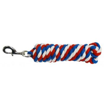 Showman 10' red, white and blue braided cotton lead with swivel bolt snap