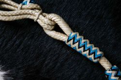 Rênes Showman Polar Frost En Cuir Brut - Noir, Blanc Et Turquoise Pour Cheval