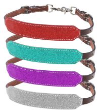 Showman Glitter overlay leather wither strap