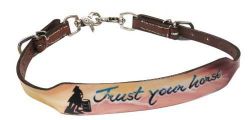 Showman Hand painted "Trust Your Horse" wither strap with barrel racer design