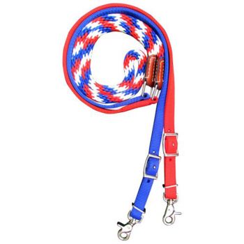 Showman Premium braided Red, White, and Blue nylon contest reins