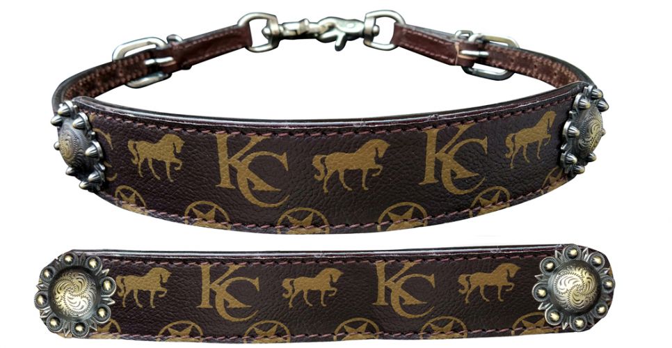 Klassy Cowgirl Argentina Cow Leather Wither Strap with motif overlay
