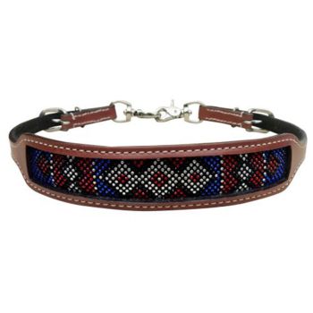 Showman wither strap with red, white, and blue crystal rhinestone diamond design inlay