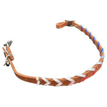 Showman Argentina Leather red, white and blue laced wither strap