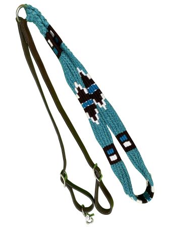 Showman Corded Leather Contest&#47;Roping Rein with Buckles