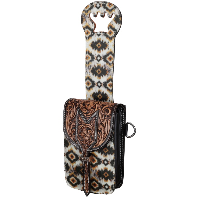 Showman Single Pommel Saddle Bag - Aztec Sunstone & Floral Tooled