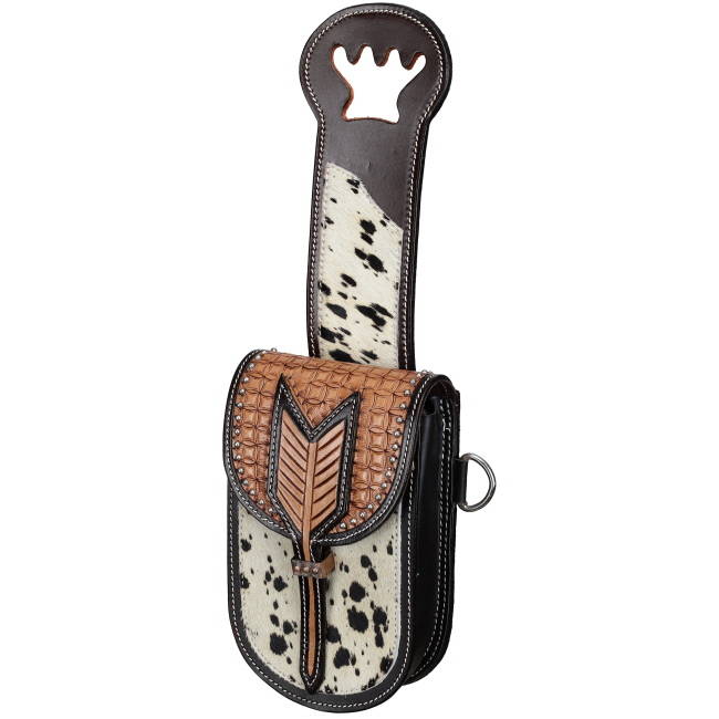 Showman Single Pommel Saddle Bag - Hair-On & Diamond Quilt Tooled