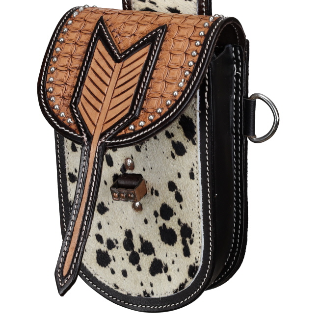 Showman Single Pommel Saddle Bag - Hair-On & Diamond Quilt Tooled #2