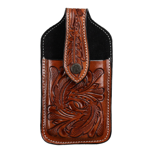 Showman Feather Tooled Cell Phone Holder