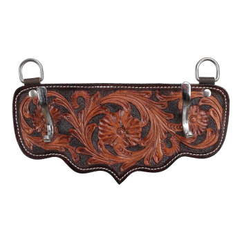 Showman Dark Floral Tooled Leather Wall Hook Rack - Single Hooks