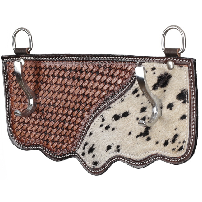 Showman Basket & Hide Leather Wall Hook Rack - Single Hooks #2
