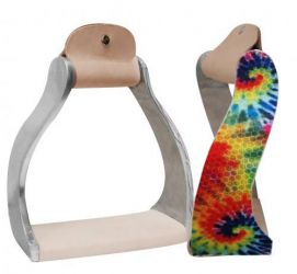 Showman Lightweight twisted angled aluminum stirrups with shimmering tie dye print
