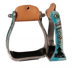 Showman "Trust Your Horse" barrel racer print stirrup