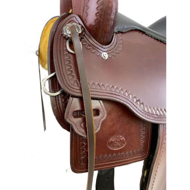 Circle S Trail Saddle with Wave Tooled Border - 16, 17 Inch #3