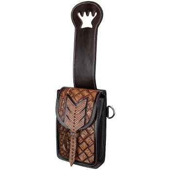 Showman Single Pommel Saddle Bag - Oak & Chevron Basketweave