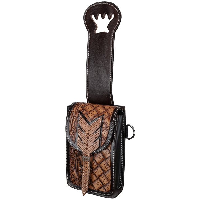 Showman Single Pommel Saddle Bag - Oak & Chevron Basketweave