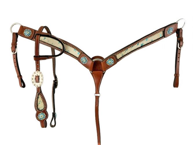 Klassy Cowgirl Leather Headstall & Breast Collar Set w/ Louis