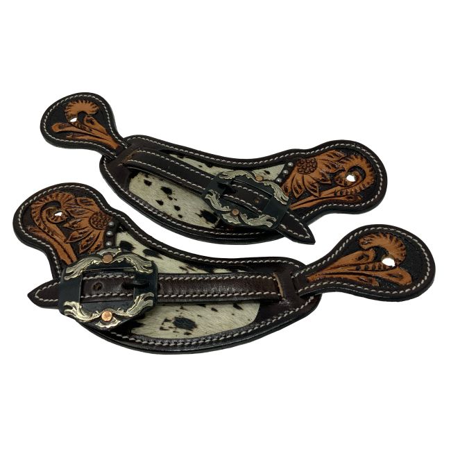 Showman Cowhide and Floral Mens Spur Strap #2