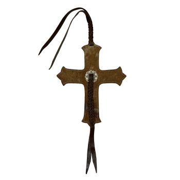 Showman Cowhide Cross Tie On Saddle Charm
