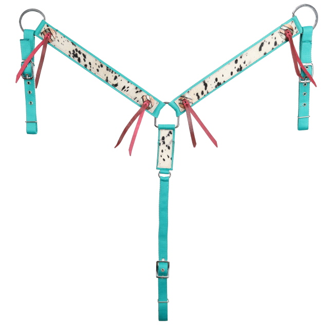 Showman Speckled Teal Nylon One Ear Headstall and Breastcollar Set #3