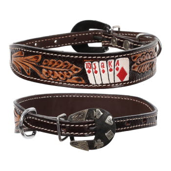 Showman Diamond Flush Leather Dog Collar