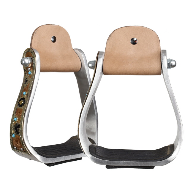 Showman Turquoise Aztec Aluminum Stirrups