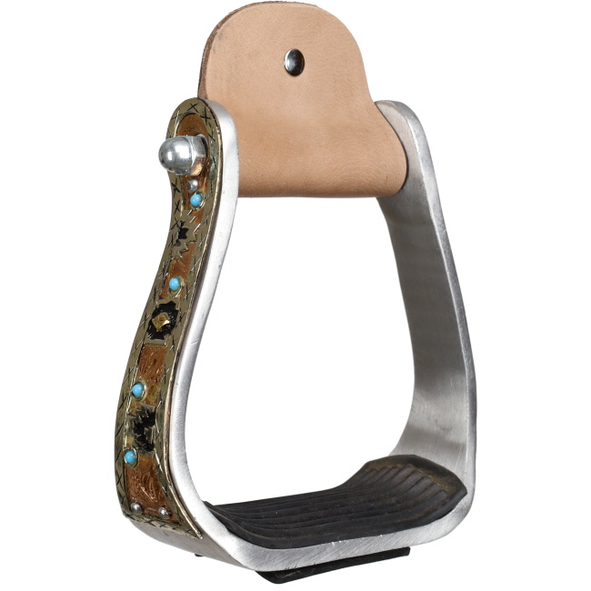 Showman Turquoise Aztec Aluminum Stirrups #3