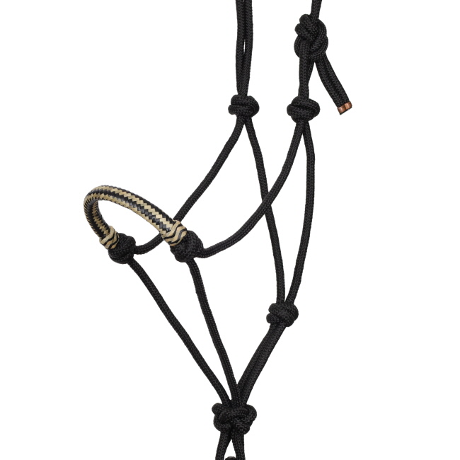 Showman Cowboy Knot Halter with Rawhide Nose - Natural & Black #2