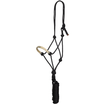 Showman Cowboy Knot Halter with Rawhide Nose - White & Black