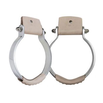 Showman Aluminum Oxbow Stirrup with Leather Covered Tread