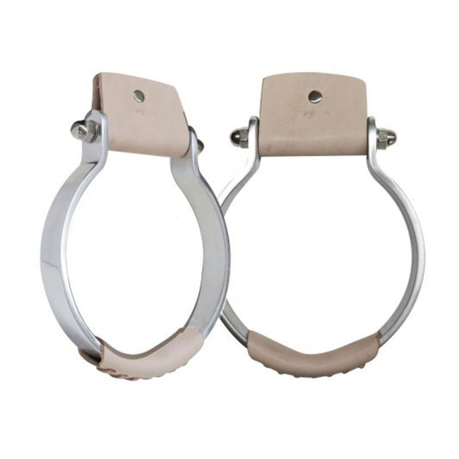 Showman Aluminum Oxbow Stirrup with Leather Covered Tread