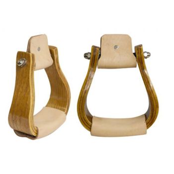 Showman Curved Wooden Stirrup with Smooth Leather Tread
