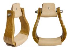 Showman Curved wooden stirrup with smooth leather tread