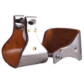 Showman Polished Stainless-Steel Covered Wood Stirrups with 5" Tread
