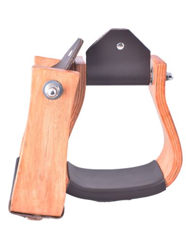 Showman Curved Ashwood wooden stirrup with leather tread #2