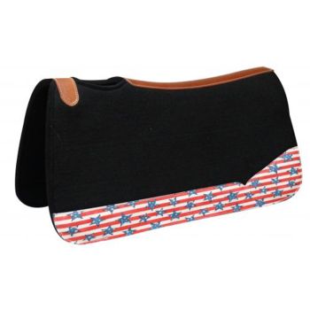 Showman 31" Wide x 32" black felt pad with stars and stripes print