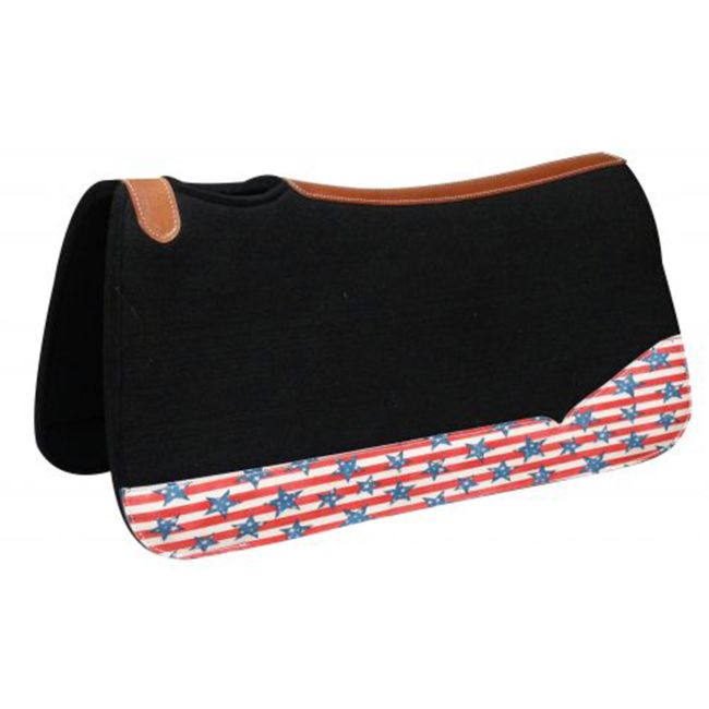 Showman 31" Wide x 32" black felt pad with stars and stripes print