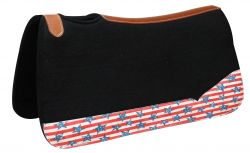 Showman 31" Wide x 32" black felt pad with stars and stripes print