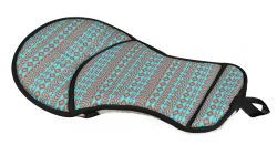 Showman Teal and brown Navajo diamond print seat saver with fleece bottom