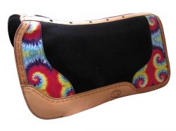 Showman Argentina cow leather saddle pad with tie dye overlay