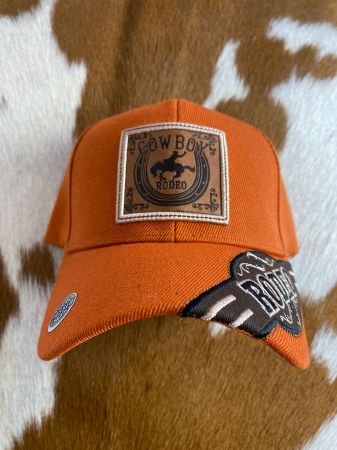 Stamped Cowboy Rodeo Patch Ballcap with Bucking Horse decal, and Rodeo Embroidered Bill #5
