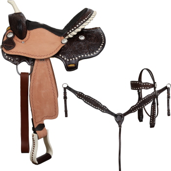 Double T Ironwood Buckstitch Barrel Saddle Set - 15 Inch