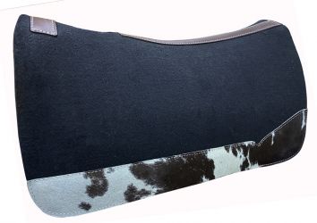 Showman 31" Wide x 32" black felt pad with hair on cowhide accent wear leathers