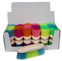 Rainbow colored stiff bristle brush