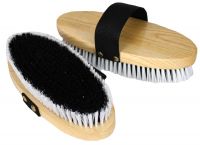 Soft bristles on an oval base with hand strap