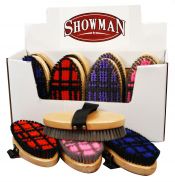 Showman medium bristle body brush with checkerboard pattern