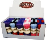 Showman Colored stiff bristle grooming brush with plastic molded handle