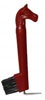 Showman Horse head hoof pick with brush. Plastic hoof pick measures 8" long